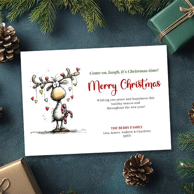 Cartes Pour Fêtes Annuelles Festive Funny Reindeer Merry Christmas Design (Festive Funny Reindeer Merry Christmas Design)