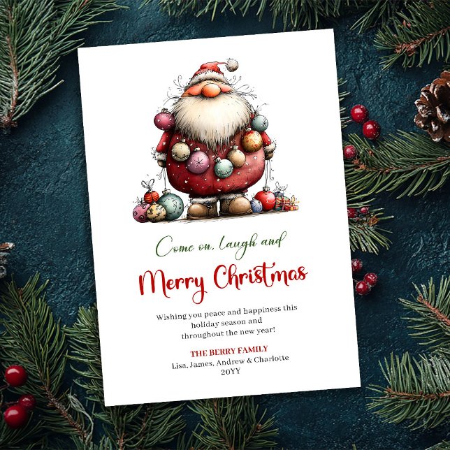 Cartes Pour Fêtes Annuelles Festive Funny Santa Red Green Classic Christmas  (Festive Funny Santa Red Green Classic Christmas Card)