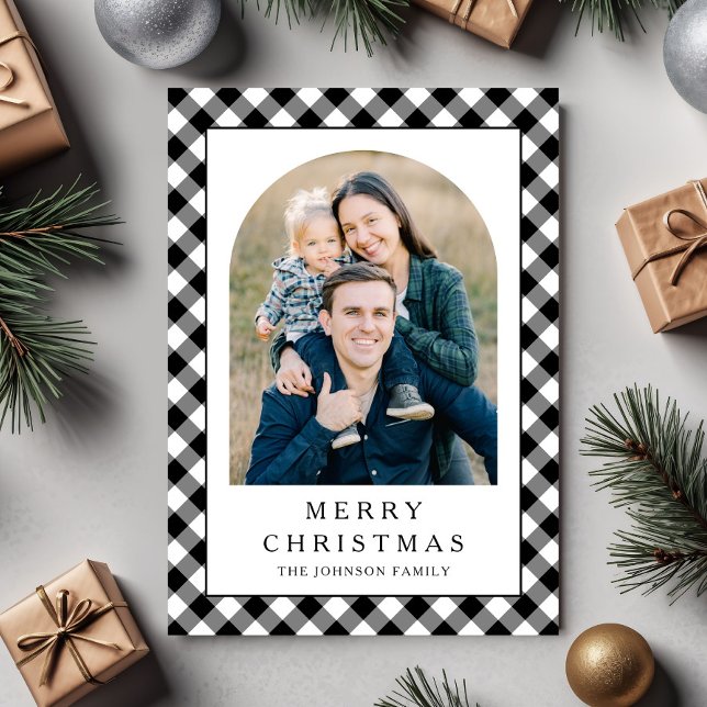 Cartes Pour Fêtes Annuelles Festive Gingham Photo Christmas (Festive Gingham Photo Christmas Holiday Card)