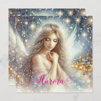 Cartes Pour Fêtes Annuelles Festive Girly Watercolor Ethereal Frost Snow Angel