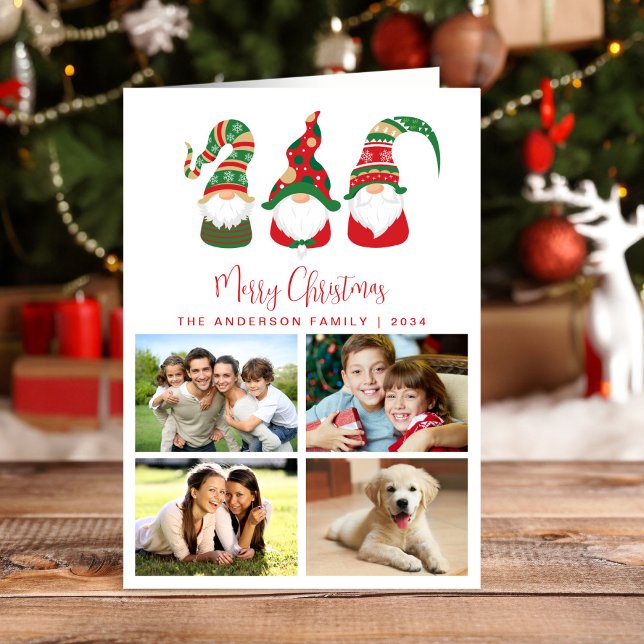 Cartes Pour Fêtes Annuelles Festive Gnomes Joyeux Noël Photo (Créateur téléchargé)