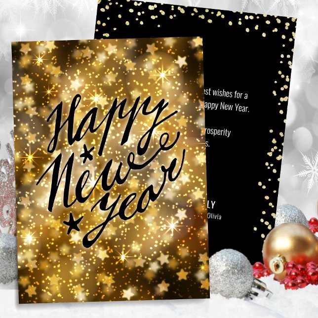 Cartes Pour Fêtes Annuelles Festive Gold Sparkling Star Bonne année (Créateur téléchargé)