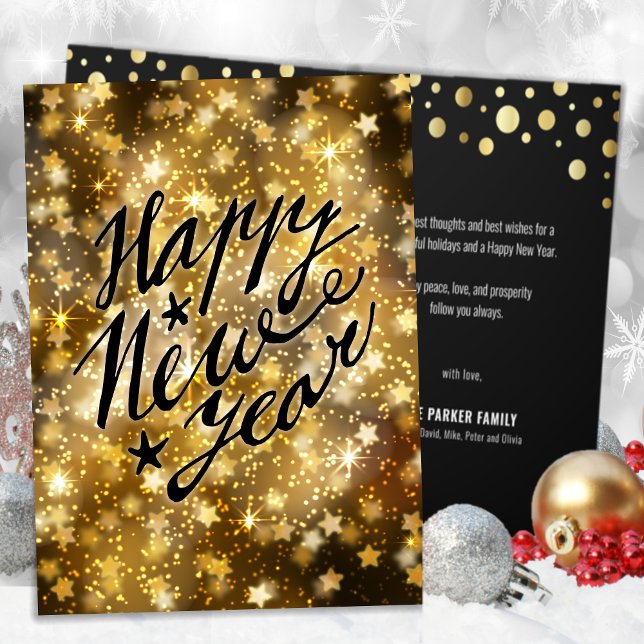 Cartes Pour Fêtes Annuelles Festive Gold Sparkling Star Bonne année (Créateur téléchargé)