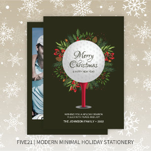 Cartes Pour Fêtes Annuelles Festive Golf Tee Shot Christmas Green Photo