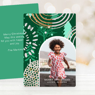Cartes Pour Fêtes Annuelles Festive Green Joyeux Noël Photo avec message