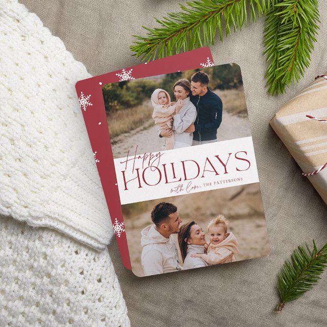 Cartes Pour Fêtes Annuelles Festive Greeting | Happy Holidays Two Photo (Créateur téléchargé)
