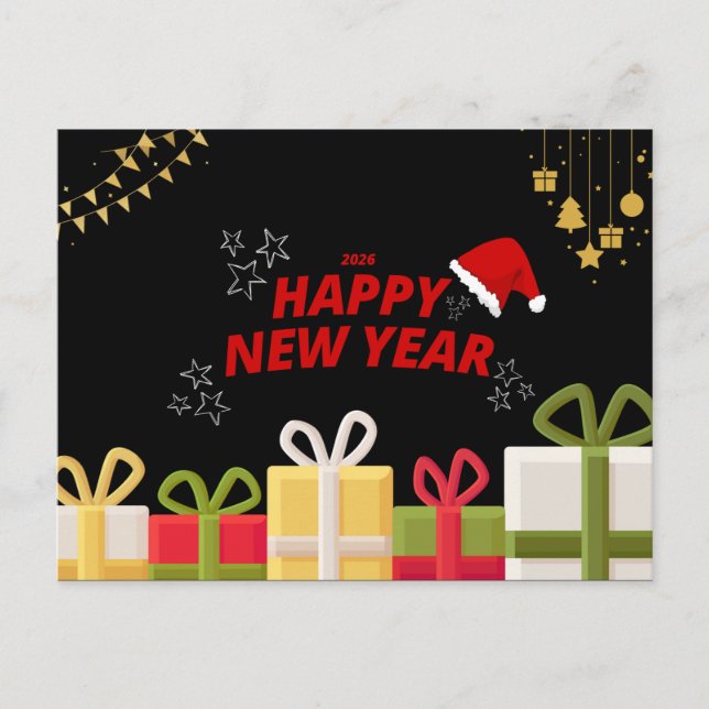 Cartes Pour Fêtes Annuelles Festive Happy New Year 2026 Greeting Design (Devant)