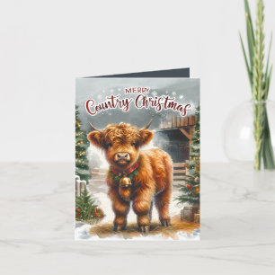 Cartes Pour Fêtes Annuelles Festive Highland vache Pays Noël