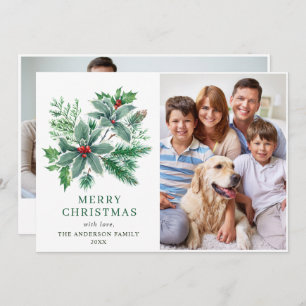 Cartes Pour Fêtes Annuelles Festive Holly Berry 2 PHOTO Noël Salutation