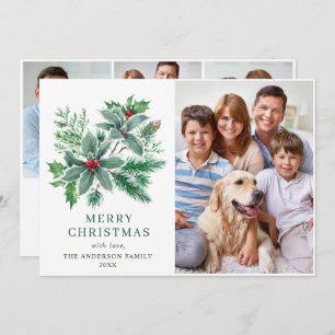 Cartes Pour Fêtes Annuelles Festive Holly Berry 4 PHOTO Noël Salutation