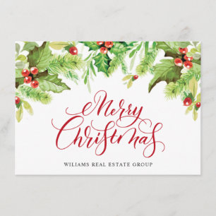 Cartes Pour Fêtes Annuelles Festive Holly Berry Accueil de Noël d'entreprise H
