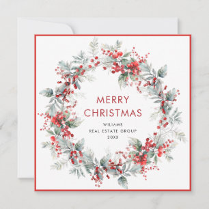 Cartes Pour Fêtes Annuelles Festive Holly Berry Christmas Wreath Corporate