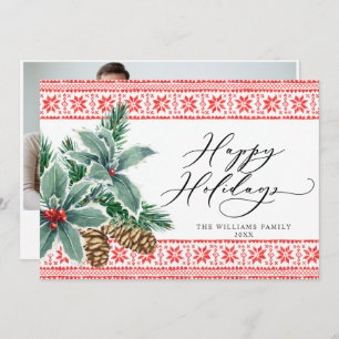 Cartes Pour Fêtes Annuelles Festive Holly Berry PHOTO Noël Salutation