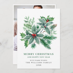 Cartes Pour Fêtes Annuelles Festive Holly Berry PHOTO Noël Salutation