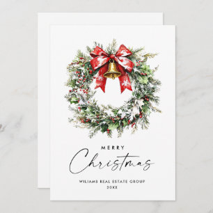 Cartes Pour Fêtes Annuelles Festive Holly Berry Pine Wreath Corporate