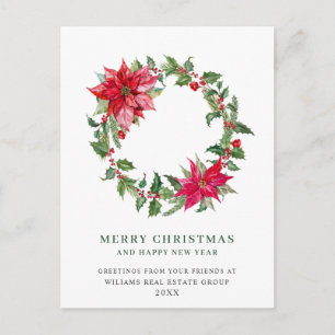 Cartes Pour Fêtes Annuelles Festive Holly Berry Poinsettia Christmas Corporate