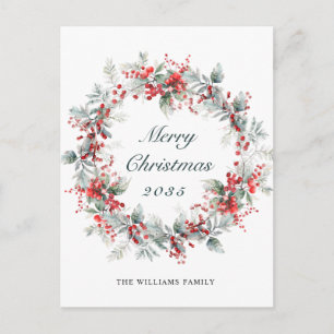 Cartes Pour Fêtes Annuelles Festive Holly Berry Wreath Christmas
