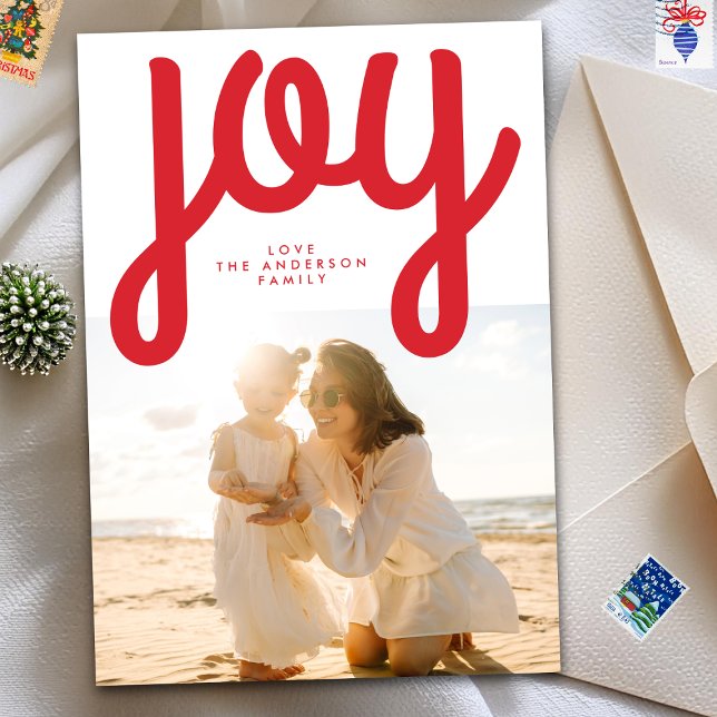 Cartes Pour Fêtes Annuelles Festive JOIE moderne Rouge Noël Photo (Créateur téléchargé)