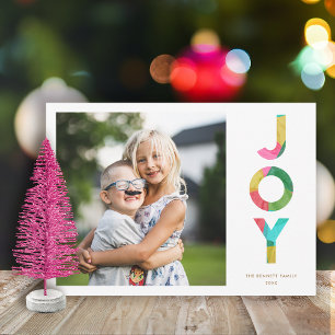 Cartes Pour Fêtes Annuelles Festive JOY Colorful Papier Arbres de Noël Photo