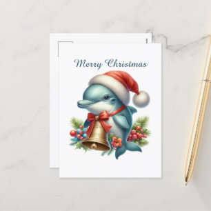 Cartes Pour Fêtes Annuelles Festive Joyeux dauphin de Noël personnalisable
