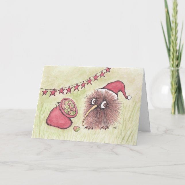 Cartes Pour Fêtes Annuelles Festive Kiwi Bird Père Noël (Devant)