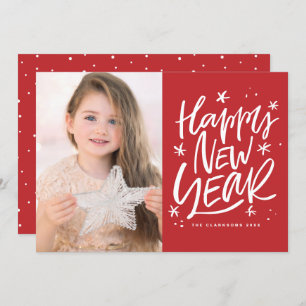 Cartes Pour Fêtes Annuelles Festive Lettering Red Happy New Year Photo