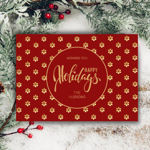 Cartes Pour Fêtes Annuelles Festive Luxe Red & Gold Daisy Christmas Joyeux