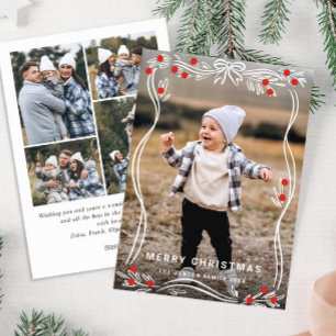 Cartes Pour Fêtes Annuelles Festive Main dessinée Noir Bow Ribbon 5 Photo