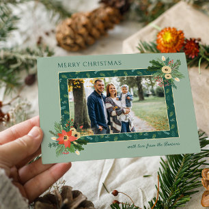 Cartes Pour Fêtes Annuelles Festive mignonne Noël Floral 1 Photo