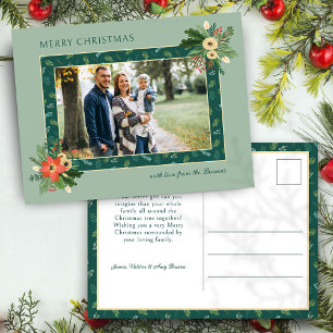 Cartes Pour Fêtes Annuelles Festive mignonne Noël Floral 1 Photo