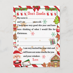 Cartes Pour Fêtes Annuelles Festive Noël cher Père Noël lettre