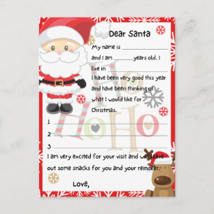 Cartes Pour Fêtes Annuelles Festive Noël cher Père Noël lettre