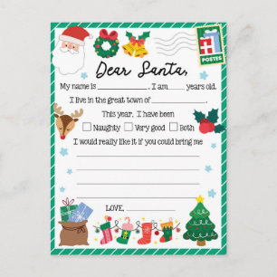 Cartes Pour Fêtes Annuelles Festive Noël cher Père Noël lettre