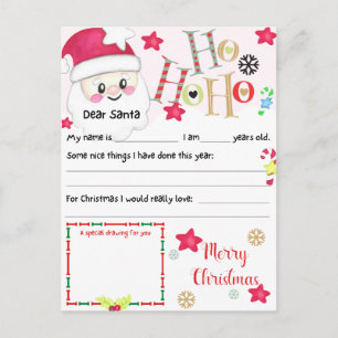 Cartes Pour Fêtes Annuelles Festive Noël cher Père Noël lettre