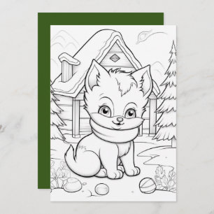 Cartes Pour Fêtes Annuelles Festive Noël enfants colorier chat