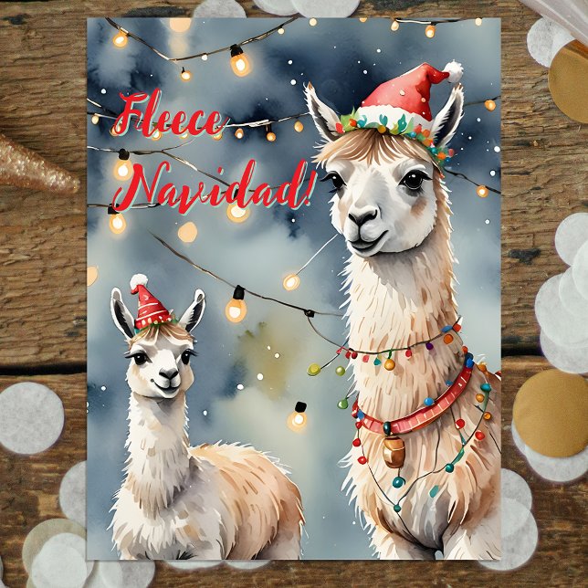 Cartes Pour Fêtes Annuelles Festive Noël Llamas - Fleece Navidad! (Créateur téléchargé)