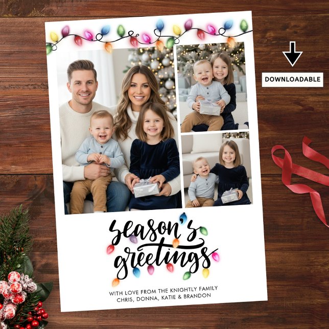 Cartes Pour Fêtes Annuelles Festive Noël Lumières 3 Joyeuses Fêtes photo (Créateur téléchargé)