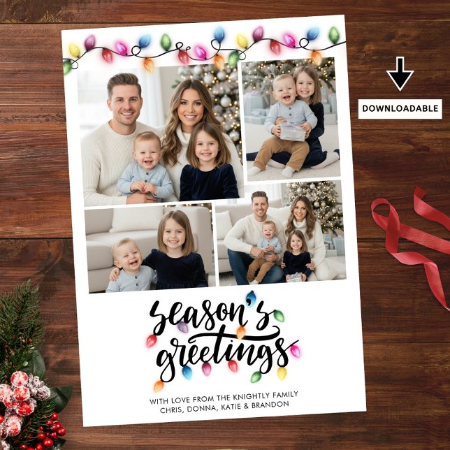 Cartes Pour Fêtes Annuelles Festive Noël Lumières 4 Joyeuses Fêtes photo (Créateur téléchargé)