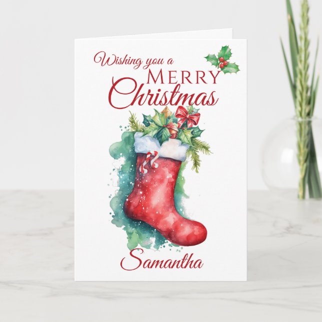 Cartes Pour Fêtes Annuelles Festive Noël Stocking (Devant)