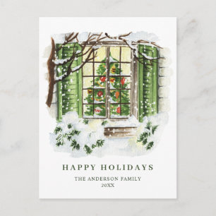 Cartes Pour Fêtes Annuelles Festive Pays Noël Maison de voeux