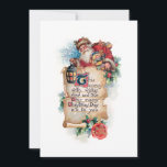 Cartes Pour Fêtes Annuelles Festive Père Noël avec lanterne et défilement et s<br><div class="desc">Jolly vintage Père Noël tenant une lanterne avec des cadeaux derrière une bannière antique avec des voeux de Noël et de saint. Le dossier contient des graphiques complémentaires et des champs de texte modifiables.</div>
