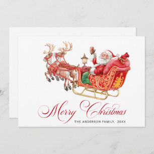 Cartes Pour Fêtes Annuelles Festive Père Noël Sleigh Salutation de Noël