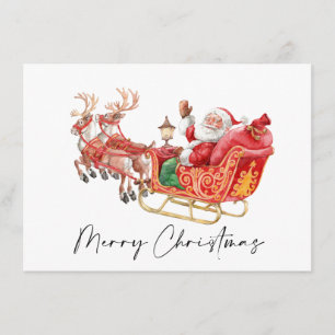Cartes Pour Fêtes Annuelles Festive Père Noël Sleigh Salutation de Noël
