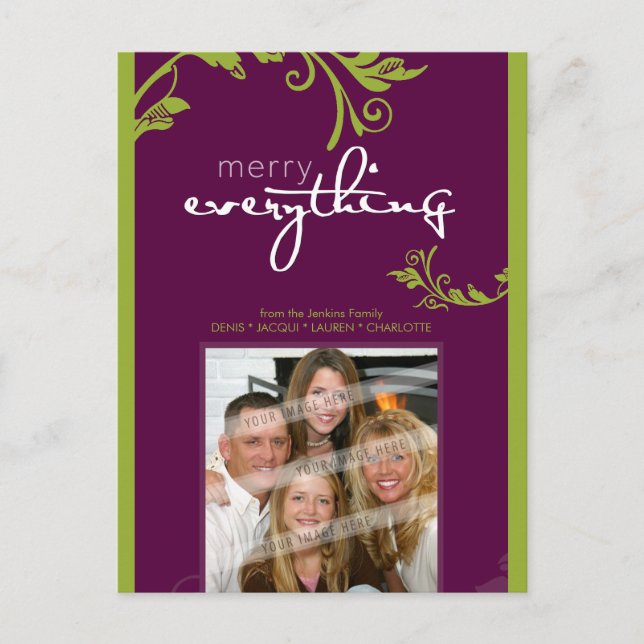 Cartes Pour Fêtes Annuelles FESTIVE PHOTO POSTCARD :: bold vine 3P (Devant)