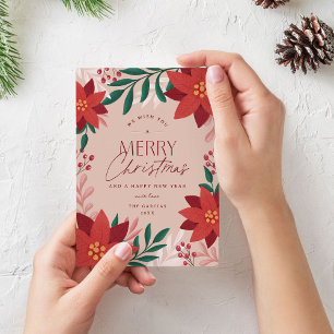 Cartes Pour Fêtes Annuelles Festive Poinsettia Fleurs Noël