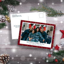 Festive Red & Green Noël salutations avec photo