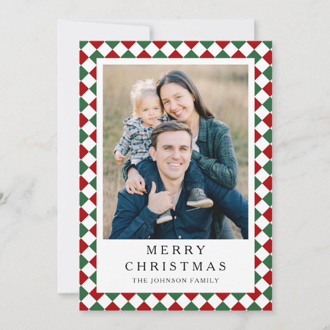 Cartes Pour Fêtes Annuelles Festive Red Green Photo Christmas (Devant)