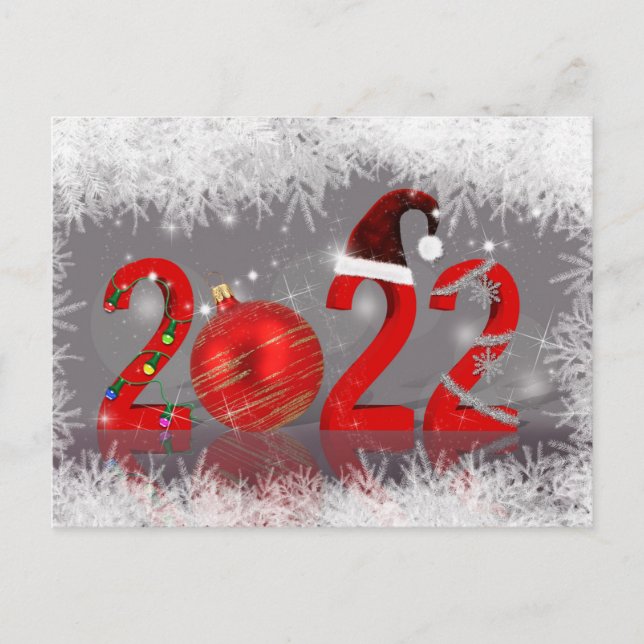 Cartes Pour Fêtes Annuelles Festive Red Joyeux Noël Nouvel An 2022 (Devant)