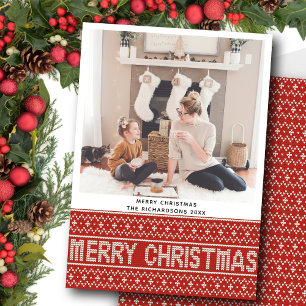 Cartes Pour Fêtes Annuelles Festive Red Nordic Sweater Christmas Texte Motif