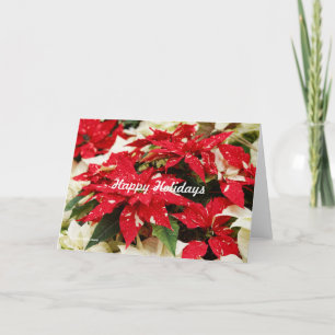 Cartes Pour Fêtes Annuelles Festive Rouge Blanc Floral Poinsettia Fleurs